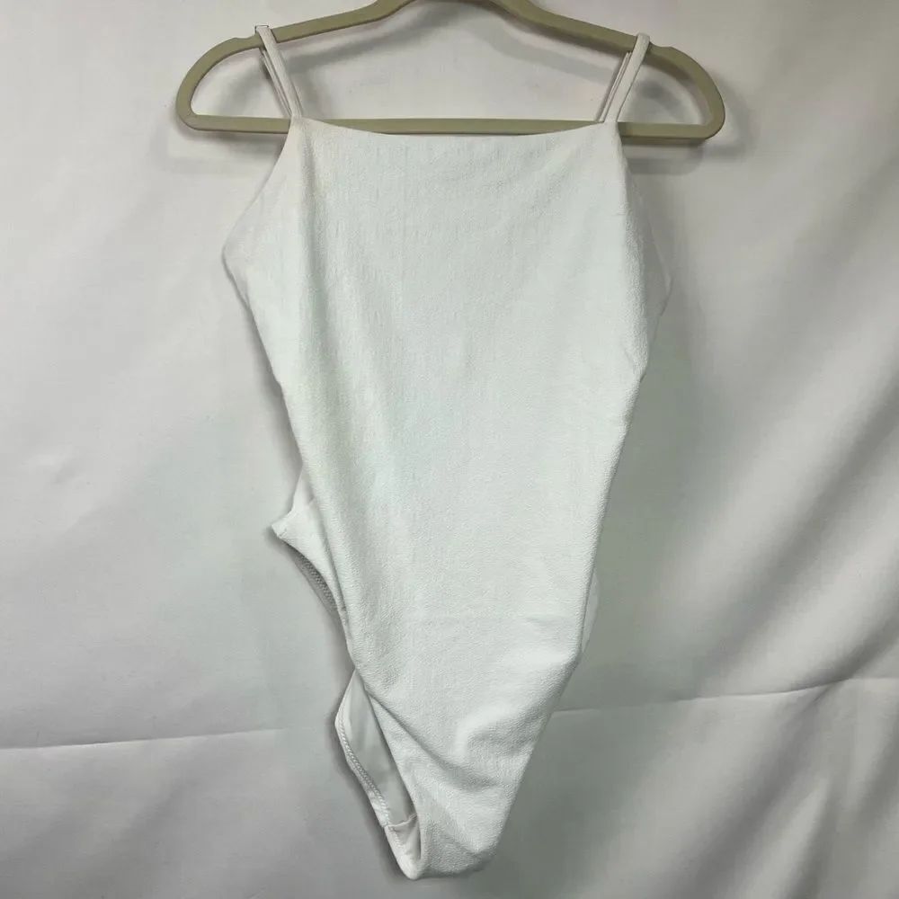 Madewell Square-Neck One-Piece Swimsuit Soft White Size Large NWT
